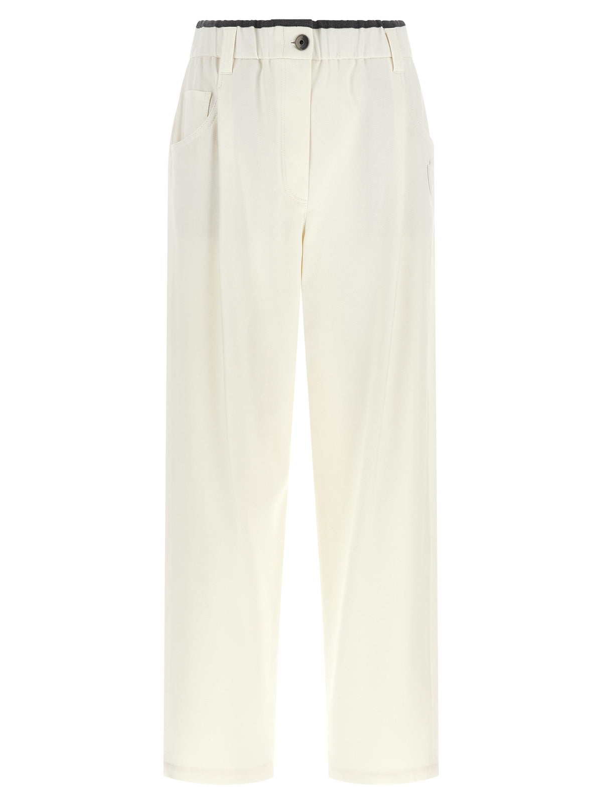 Brunello Cucinelli White Cotton Casual Pants - Timeless Elegance