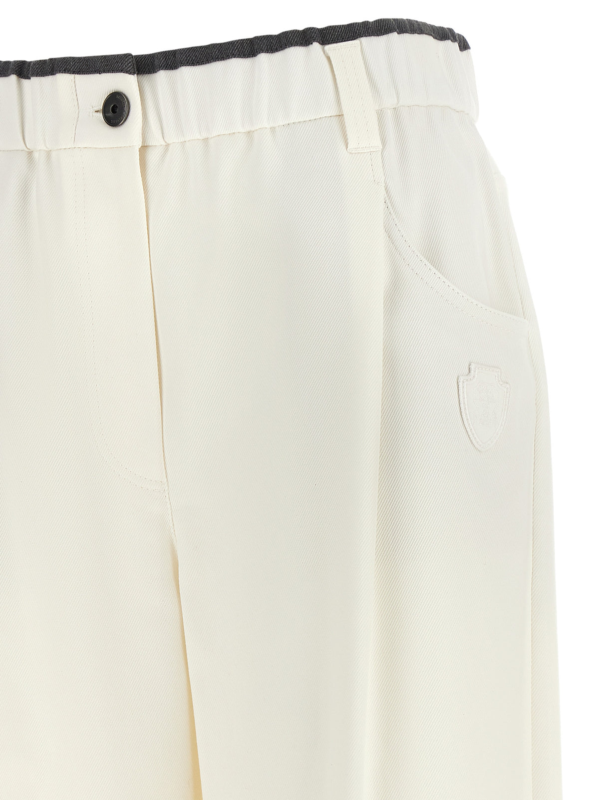 Brunello Cucinelli White Cotton Casual Pants for Timeless Elegance