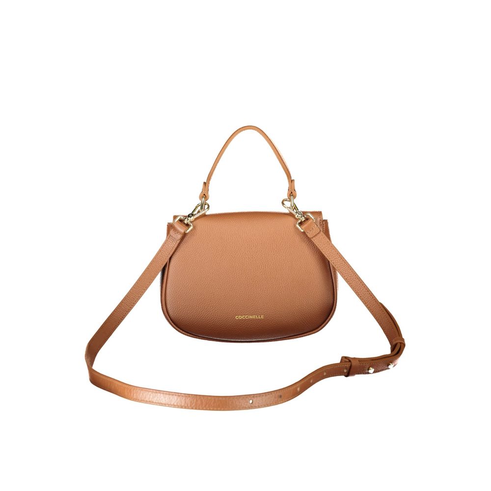 Indulge in the Coccinelle Brown Leather Handbag, a masterpiece of design featuring exquisite craftsmanship and luxurious details, perfect for the discerning individual.