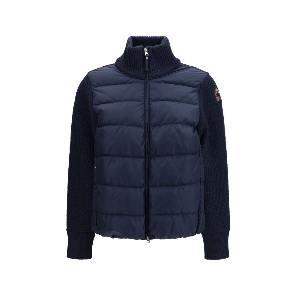 Indulge in the exquisite Parajumpers Moonie hybrid cardigan jacket, where luxurious down-filled nylon meets Merino wool, embodying sophistication and timeless elegance.