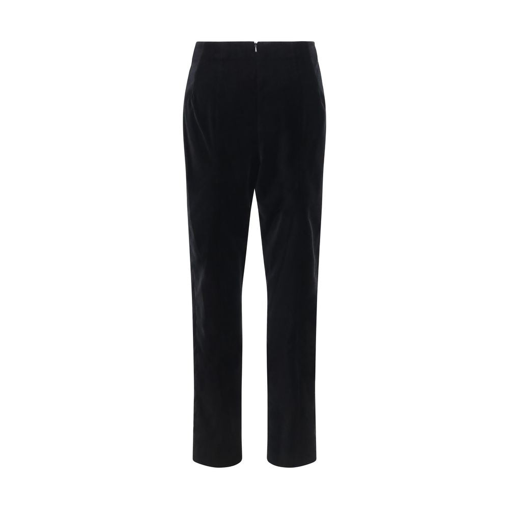 Indulge in the elegance of Khaite's Black Cotton Casual Pants, crafted from sumptuous cotton velvet, embodying sophistication and timeless allure for the discerning individual.