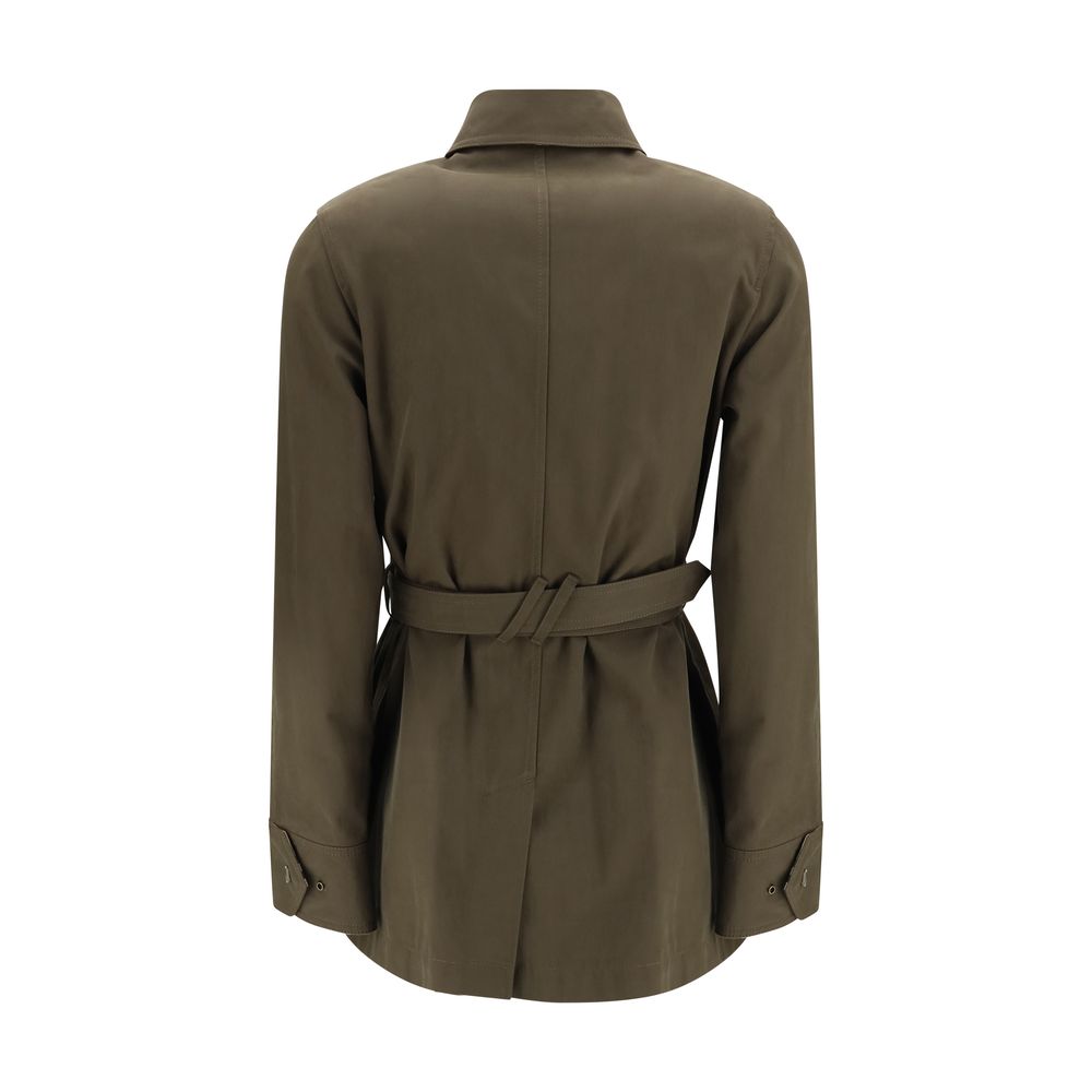 Elevate your wardrobe with the Burberry Bicolor Cotton Full-Length Jacket, a masterpiece of fluid gabardine that redefines luxury and sophistication for the discerning individual.