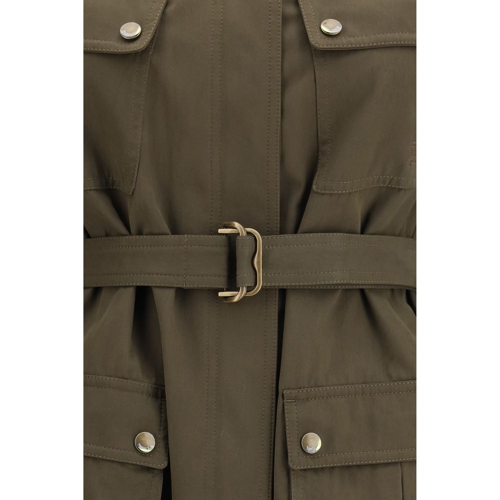 Experience the allure of the Burberry Bicolor Cotton Full-Length Jacket, a testament to refined craftsmanship and timeless elegance, perfect for the discerning individual.
