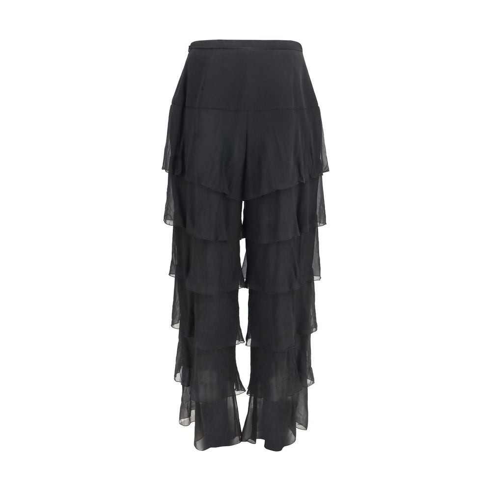 Indulge in the elegance of Valentino Garavani's Black Silk Casual Pants, crafted from luxurious silk georgette, embodying refined sophistication and effortless allure.