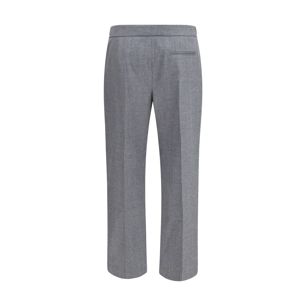 Indulge in the elegance of Alexander McQueen's Gray Wool Oves Aries Casual Pants, crafted from luxurious Merino wool for a refined silhouette that embodies sophistication and timeless style.