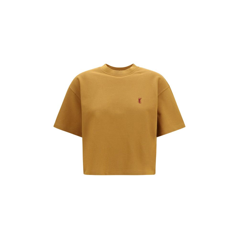 Indulge in the Saint Laurent Cassandre oversized T-Shirt, crafted from luxurious piqué cotton. Elevate your wardrobe with this exquisite blend of comfort and sophistication.