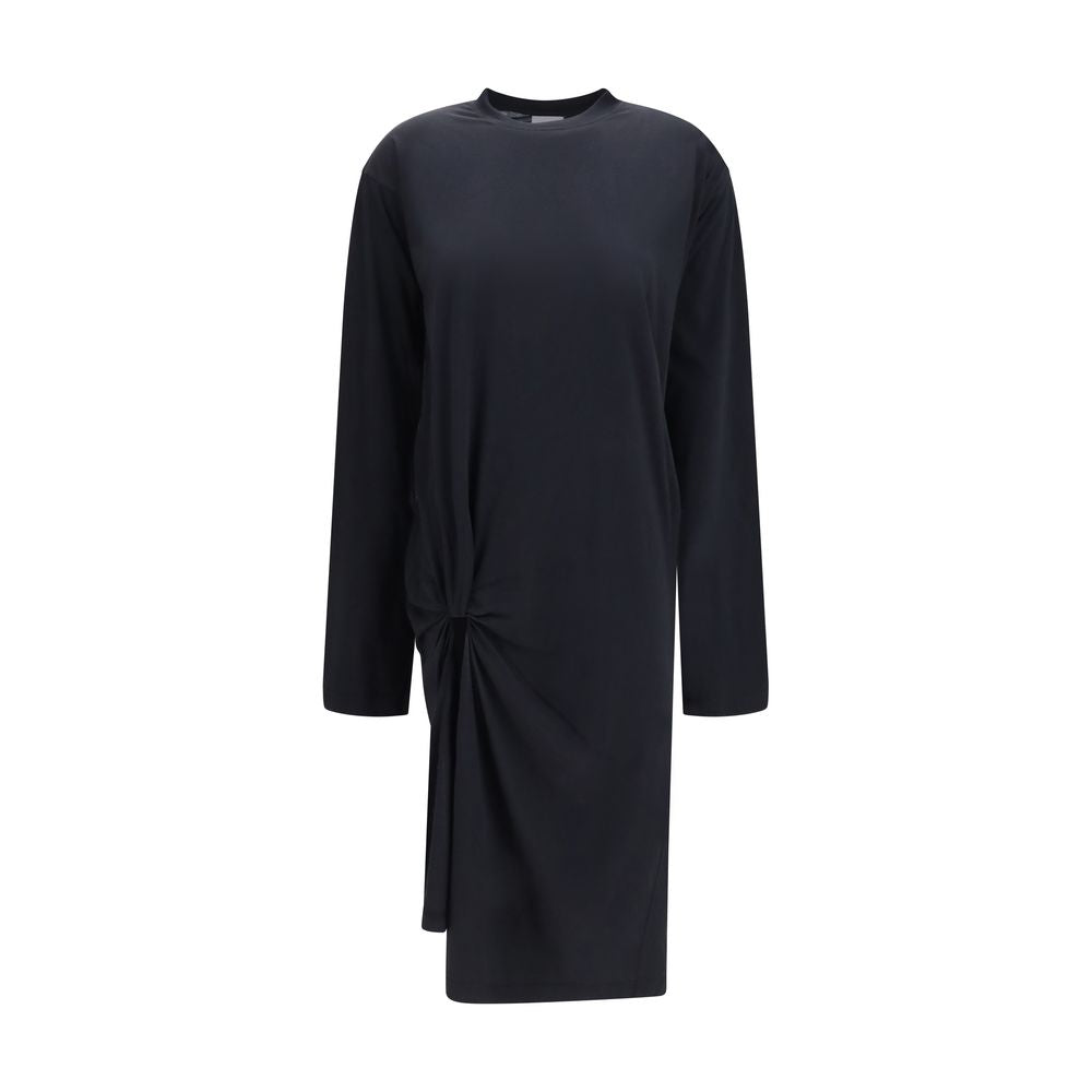 Indulge in the elegance of the Balenciaga Black Cotton Casual Dress, a masterpiece of soft cotton with a twisted-knot detail, embodying sophistication and allure for the discerning individual.
