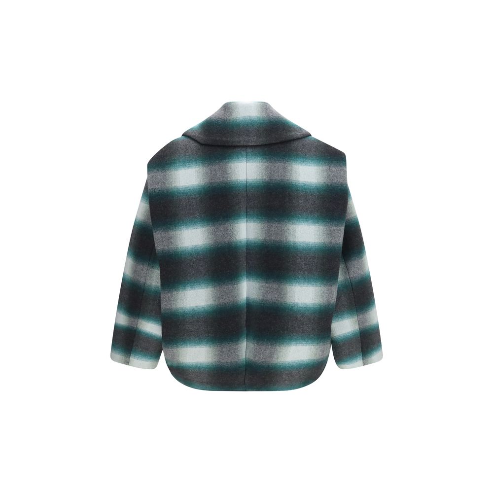 Indulge in the elegance of the Balenciaga Bicolor Wool Oves Aries Full-Length Jacket, a masterpiece of Italian craftsmanship that redefines luxury with its soft-shouldered silhouette and exquisite details.