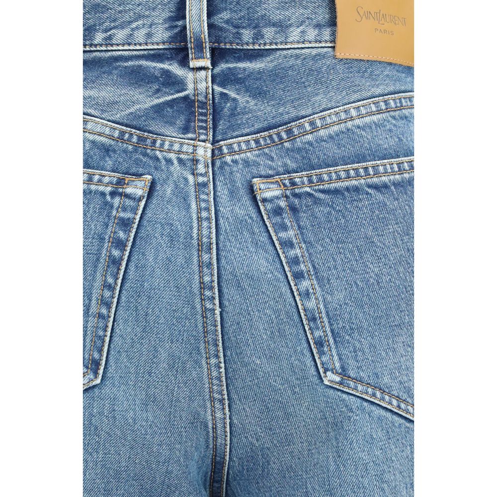 Indulge in the exquisite craftsmanship of Saint Laurent's Blue Cotton Relaxed Fit Jeans, where luxurious selvedge denim meets a timeless silhouette, perfect for the discerning individual.