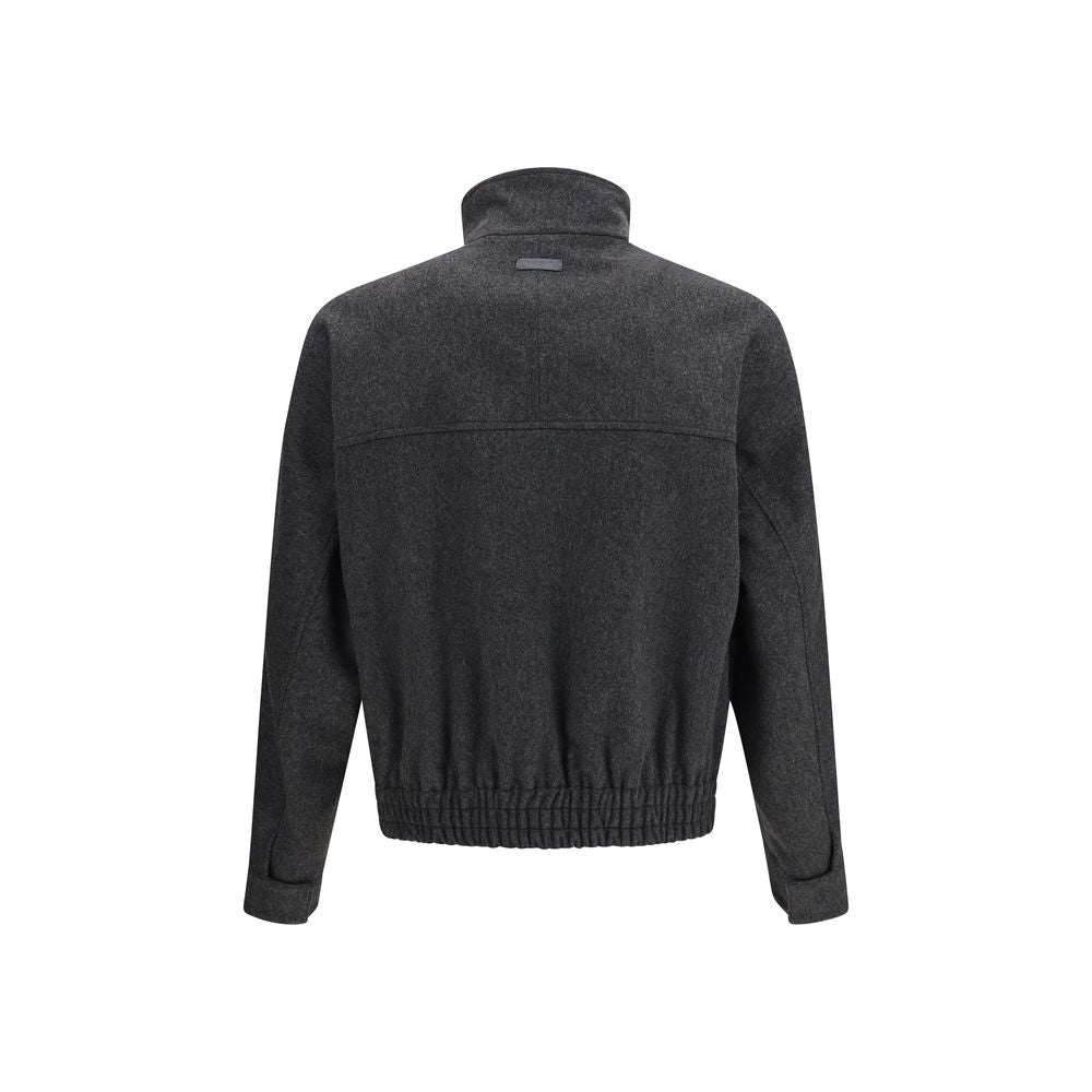 Elevate your wardrobe with the Lardini Gray Wool Oves Aries Bomber, a masterpiece of refined craftsmanship and luxurious materials, perfect for the discerning individual.
