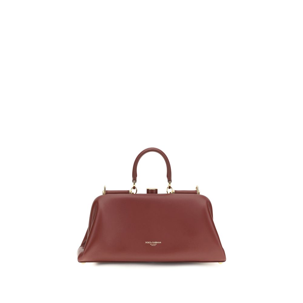 Discover the exquisite Dolce & Gabbana Red Lamb Ovis Aries Handbag, a masterpiece of plongé nappa leather, embodying timeless elegance and everyday versatility.