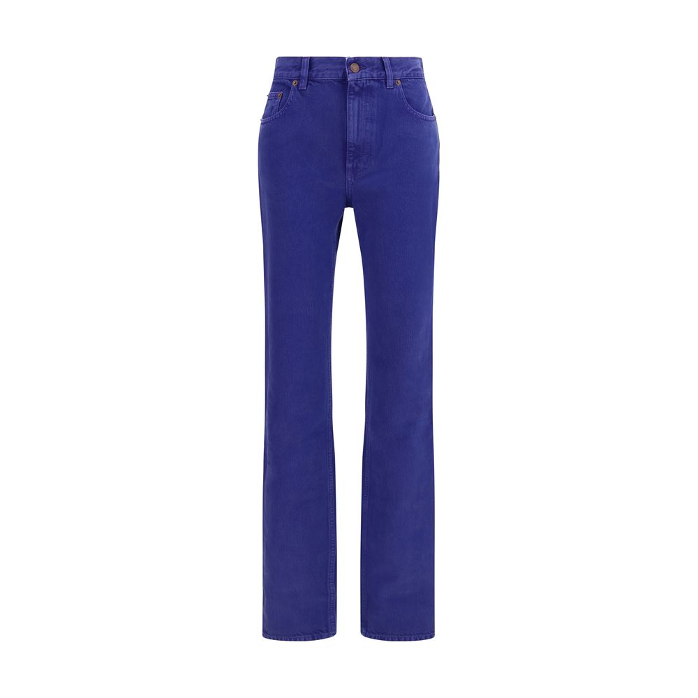 Elevate your wardrobe with Chloé's Blue Cotton Straight-Leg Jeans, a perfect blend of structured elegance and timeless sophistication for the discerning individual.