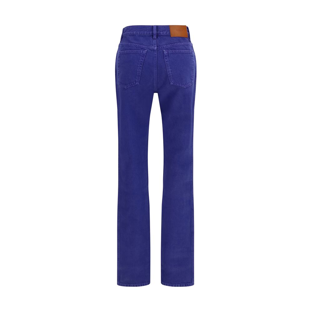 Indulge in Chloé's Blue Cotton Straight-Leg Jeans, a masterpiece of craftsmanship and timeless elegance, perfect for the discerning individual seeking versatile luxury.