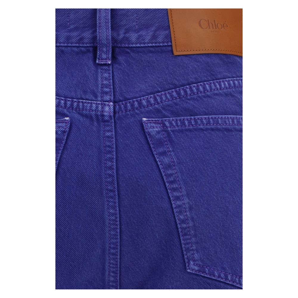 Elevate your wardrobe with Chloé's Blue Cotton Straight-Leg Jeans, a timeless piece crafted from 100% cotton, embodying sophistication and effortless elegance.