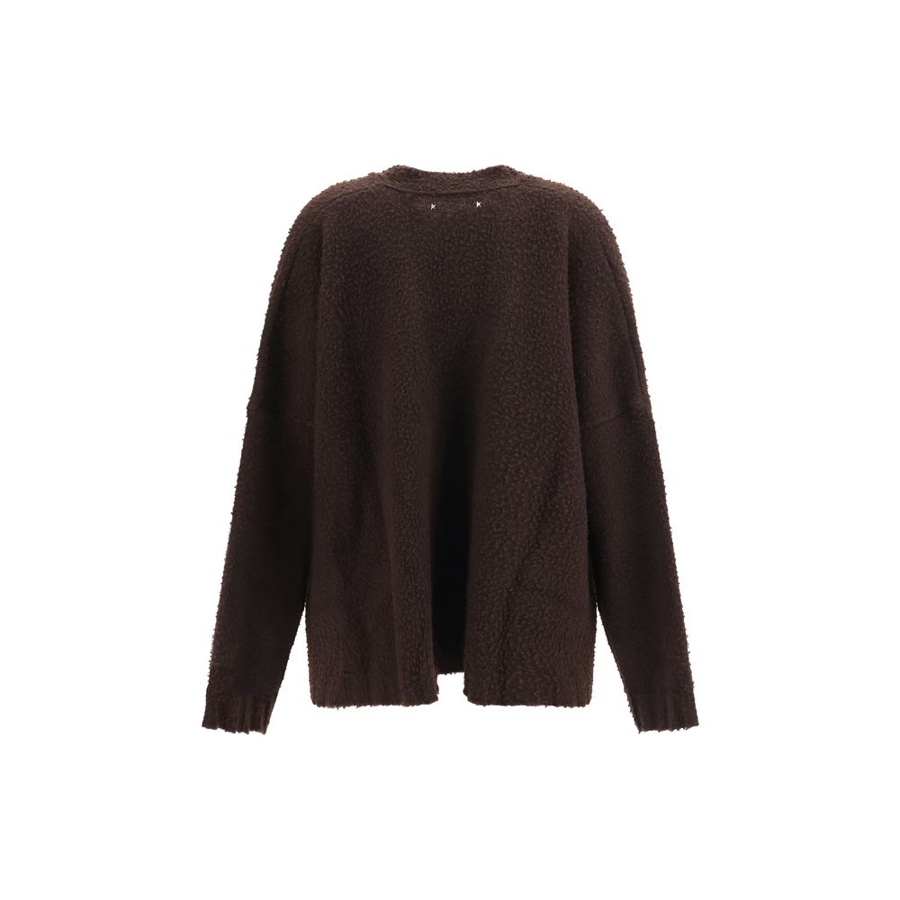 Indulge in the Golden Goose Brown Wool Oves Aries Cardigan, a masterpiece of 100% fleece wool with vintage character, embodying effortless luxury and timeless elegance.
