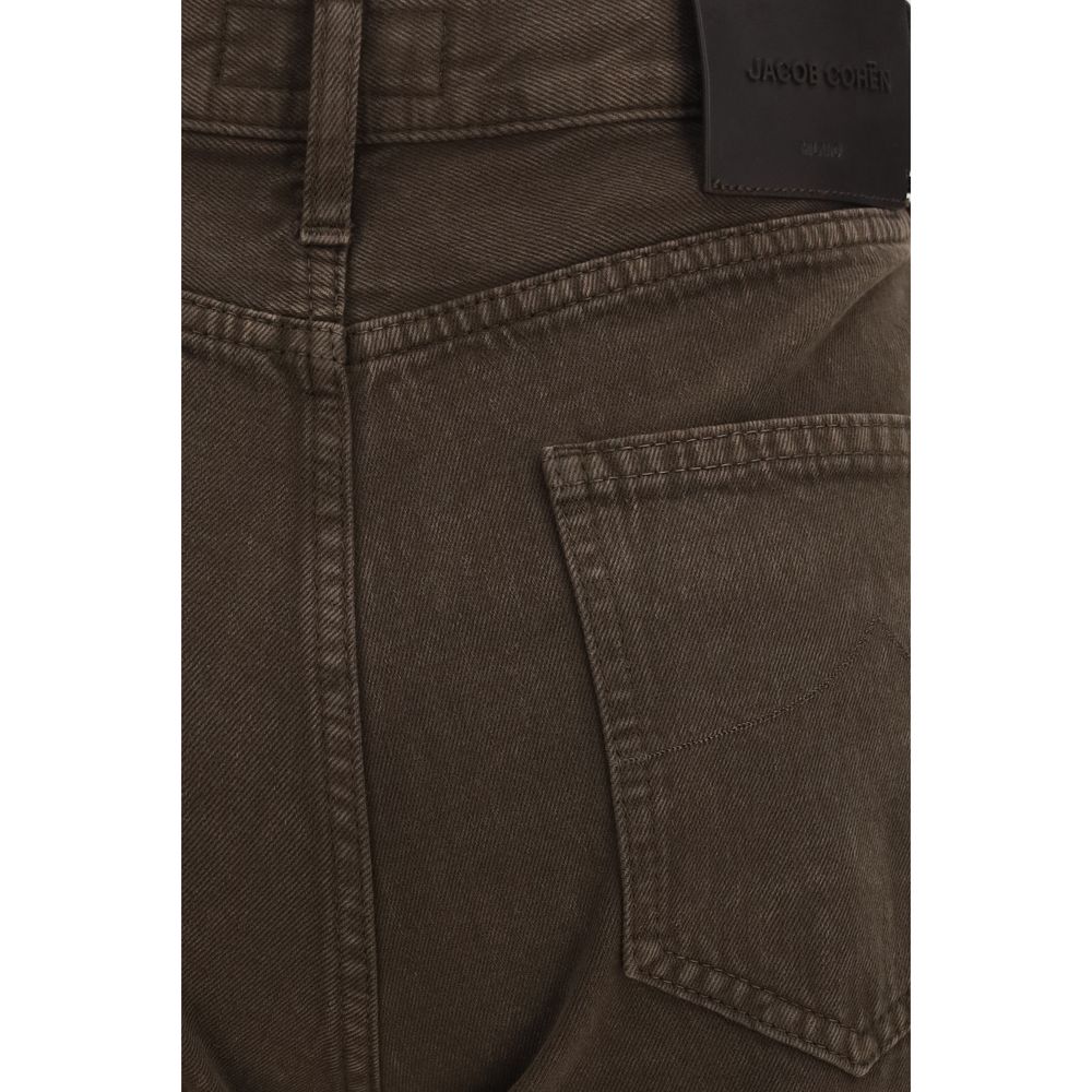 Indulge in the exquisite Jacob Cohen Brown Cotton Straight-Leg Jeans, where vintage-effect denim meets unparalleled craftsmanship, embodying timeless luxury for the discerning individual.
