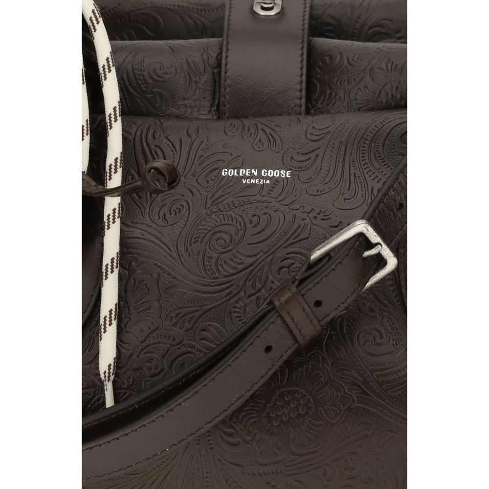 Indulge in the exquisite Golden Goose Brown Calf Leather Bos Taurus Handbag, a masterpiece of craftsmanship that elevates your style and embodies luxury.