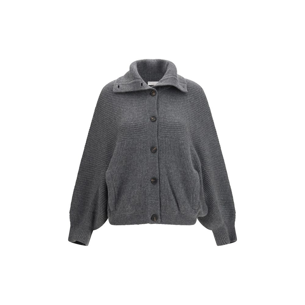 Indulge in the exquisite allure of the Brunello Cucinelli Gray Cashmere Cardigan, a masterpiece of luxurious craftsmanship, enveloping you in sophistication and style.
