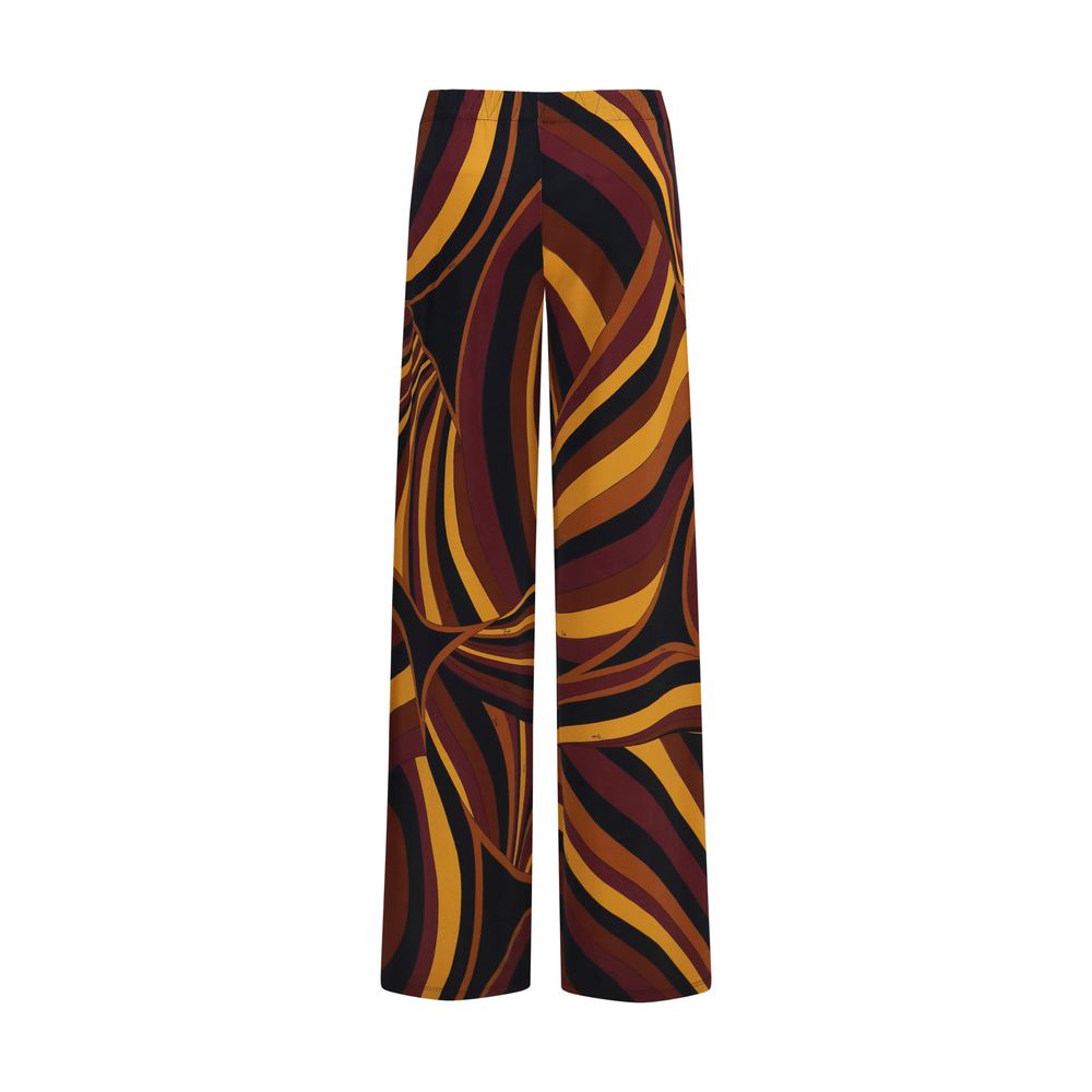 Indulge in the Emilio Pucci Multicolor Viscose Casual Pants, where exquisite satin jersey meets a fluid silhouette, embodying timeless elegance and effortless sophistication.
