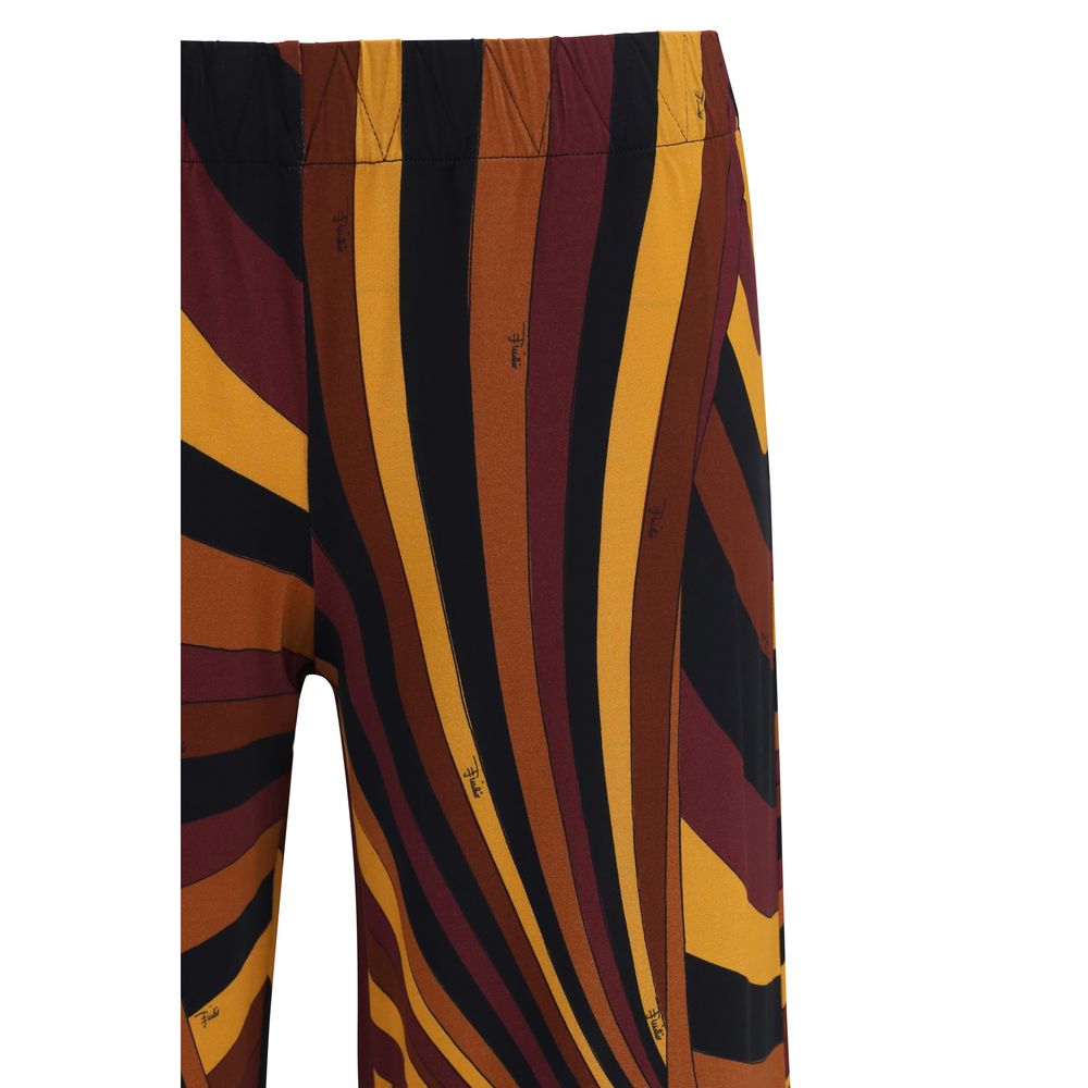 Indulge in the Emilio Pucci Multicolor Viscose Casual Pants, where exquisite satin jersey meets a fluid silhouette, embodying elegance and timeless allure for the discerning individual.