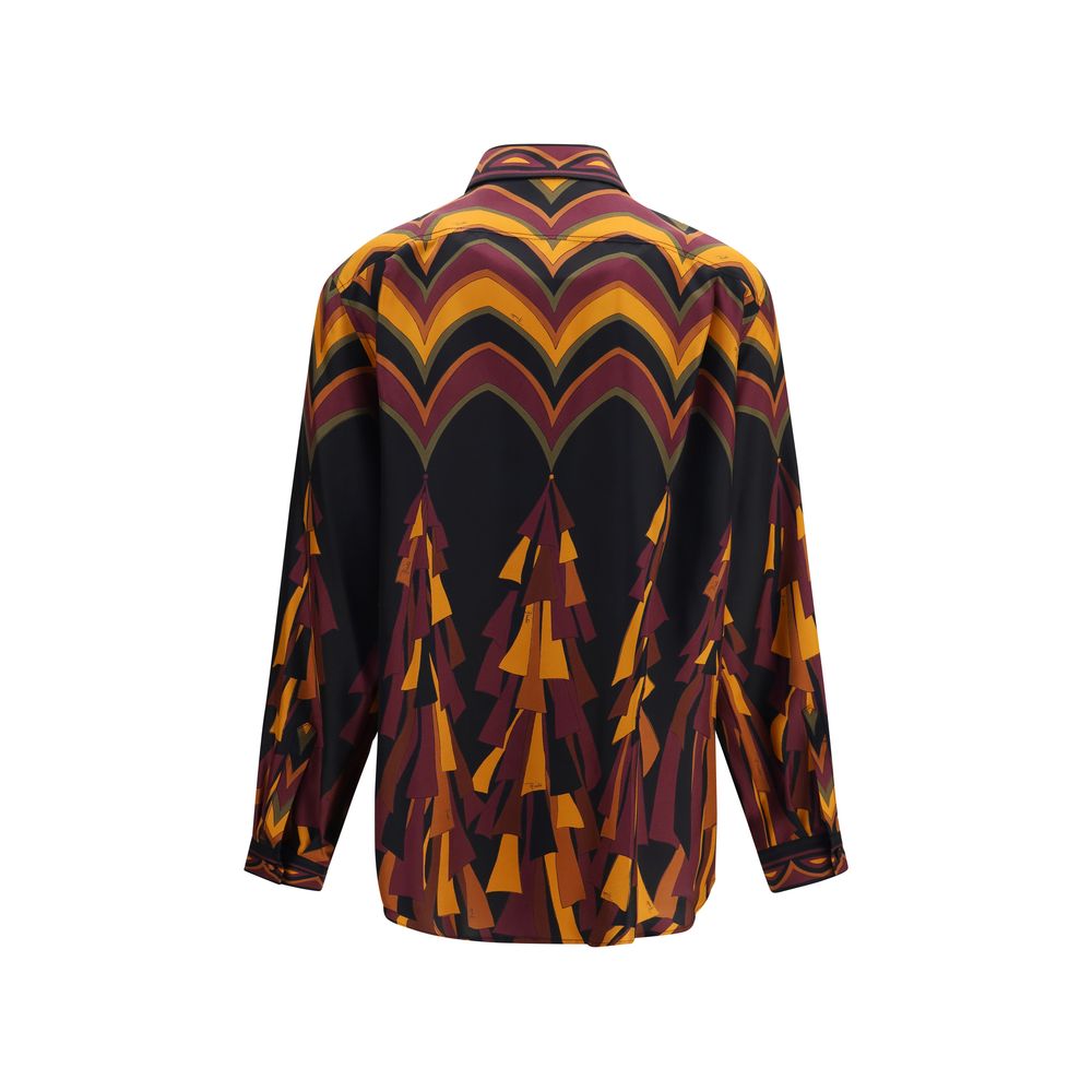 Indulge in the Emilio Pucci Multicolor Silk Pattern Shirt, a masterpiece of silk twill, where bold Baiadera prints meet timeless elegance, perfect for the discerning connoisseur.