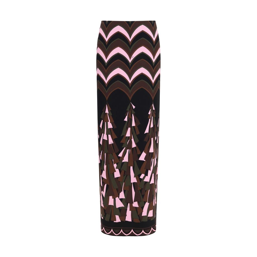 Indulge in the elegance of the Emilio Pucci Multicolor Polyamide Long Skirt, where structured comfort meets unique artistry, perfect for the discerning fashion connoisseur.