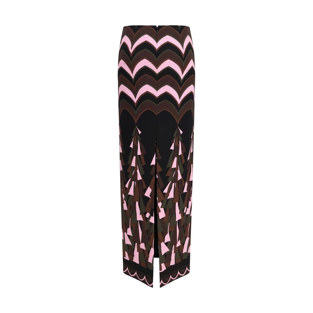 Discover the Emilio Pucci Multicolor Polyamide Long Skirt, a masterpiece of structured elegance and dynamic artistry, perfect for those who embrace luxury and individuality.