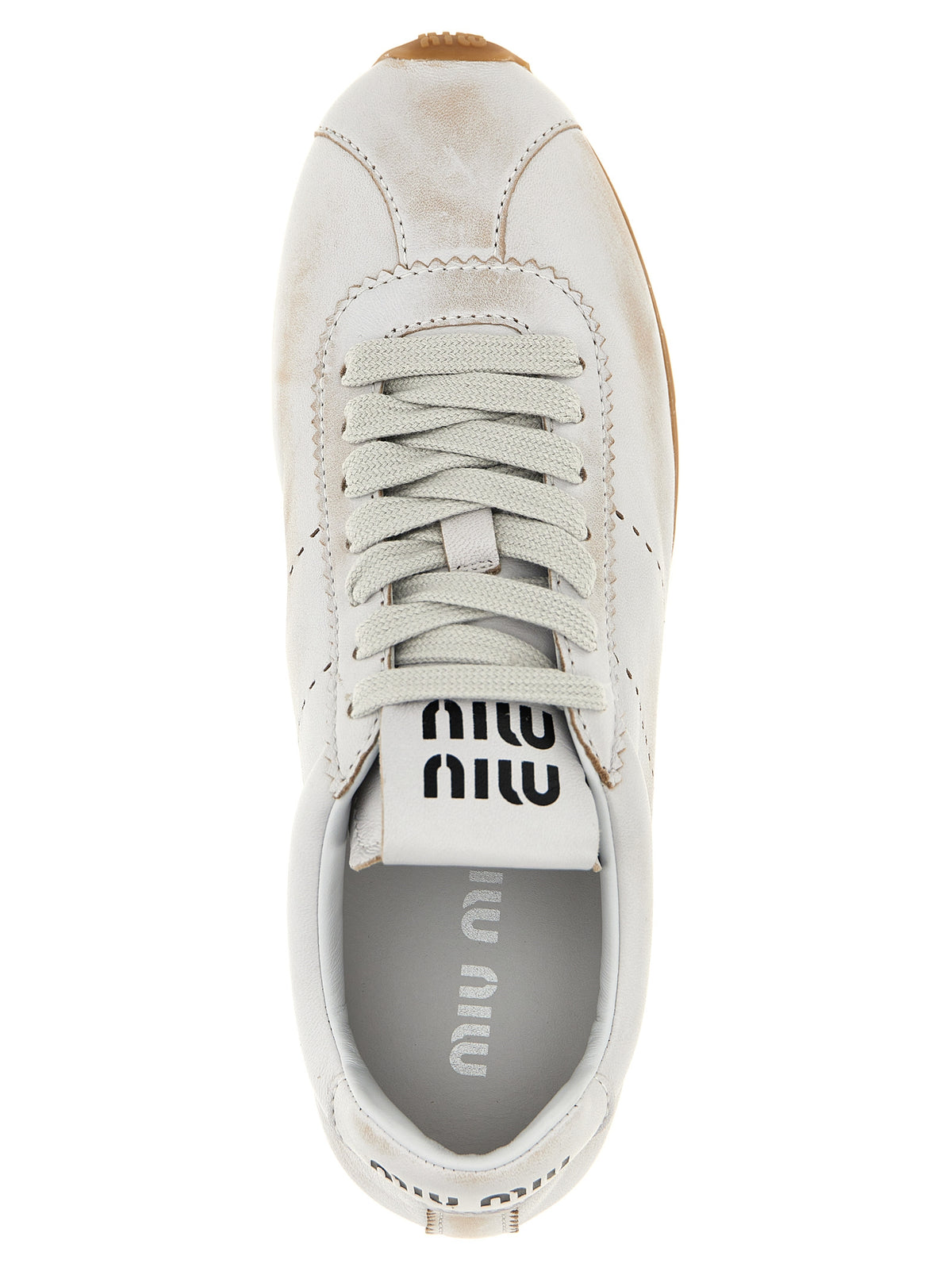 Miu Miu White Calfskin Low Top Sneakers