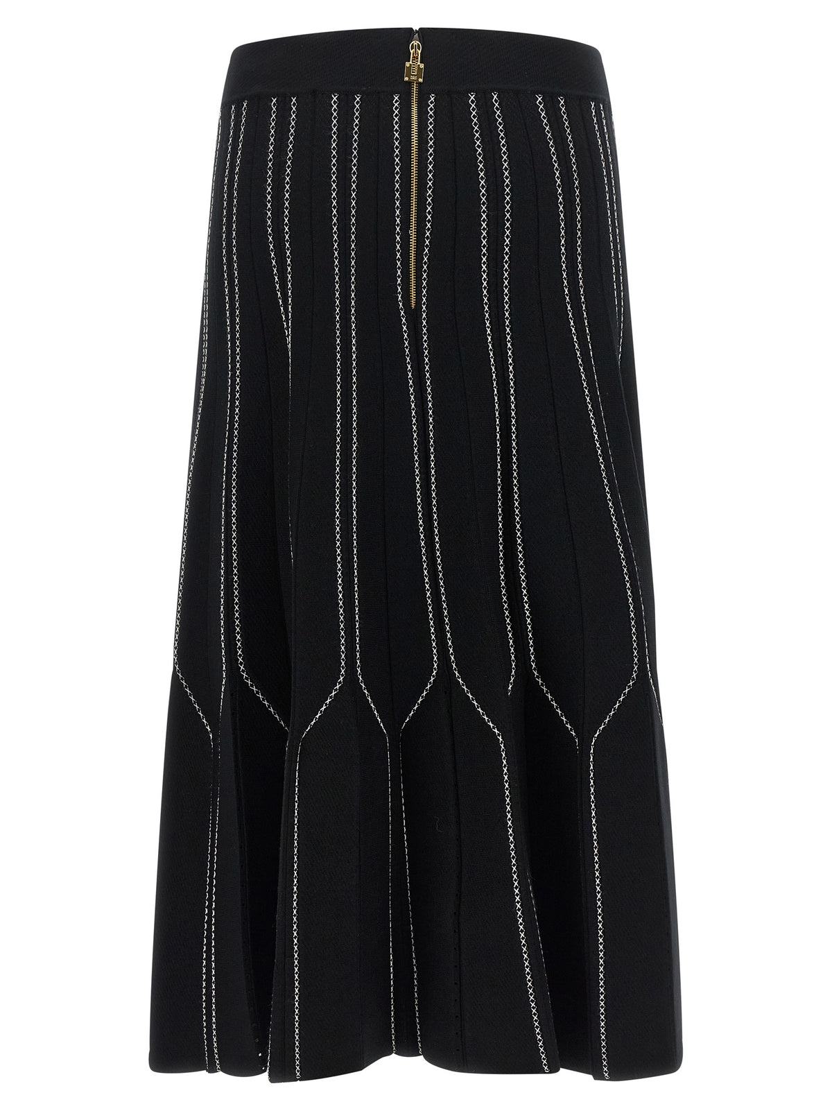 Elisabetta Franchi Black Viscose Midi Skirt