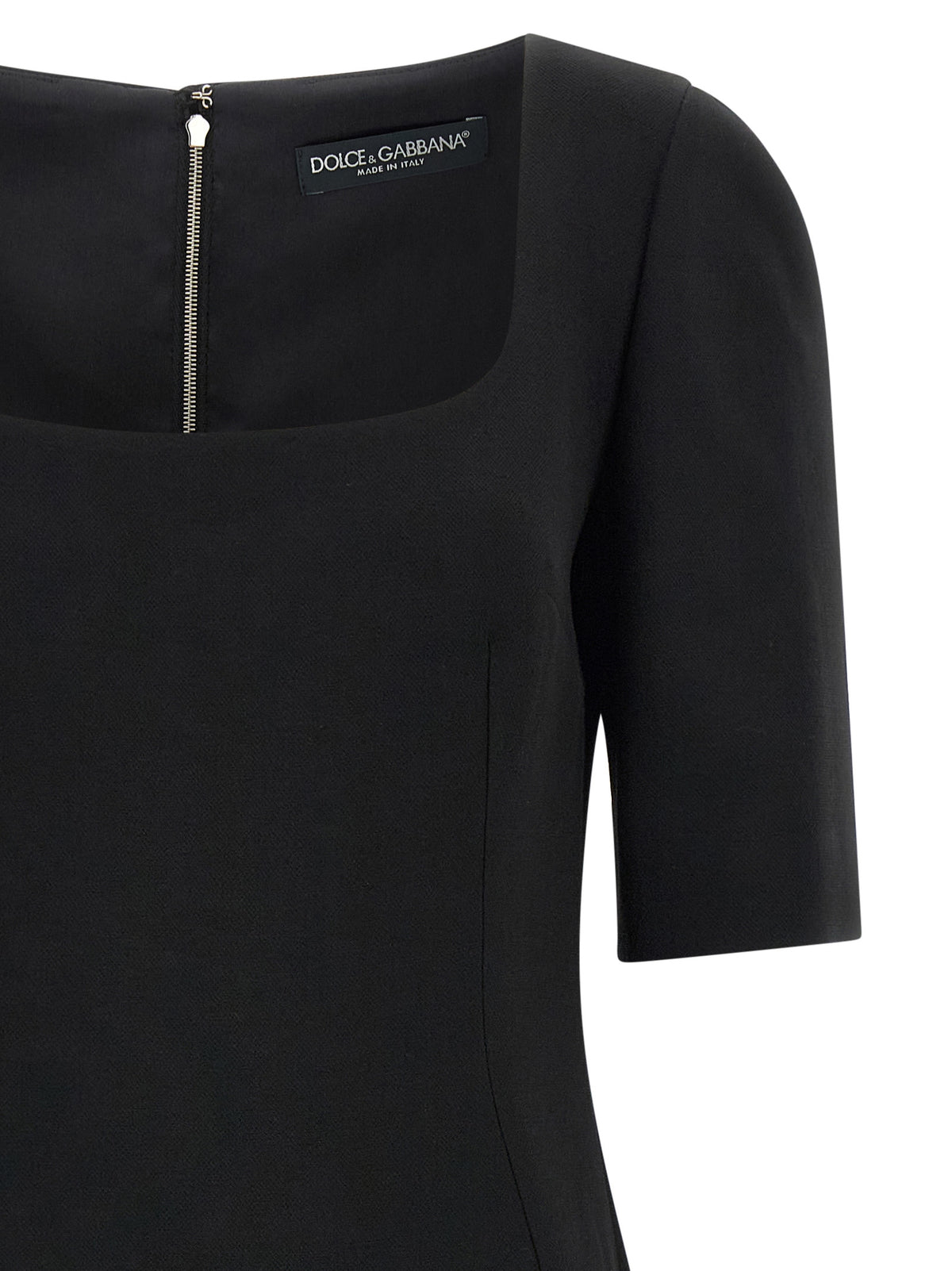 Dolce & Gabbana Black Virgin Wool Midi Dress