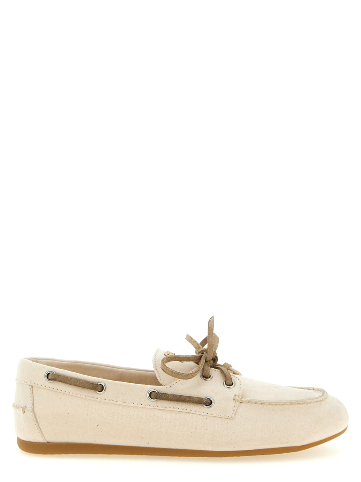 Miu Miu Beige Cotton Slip-On Loafers