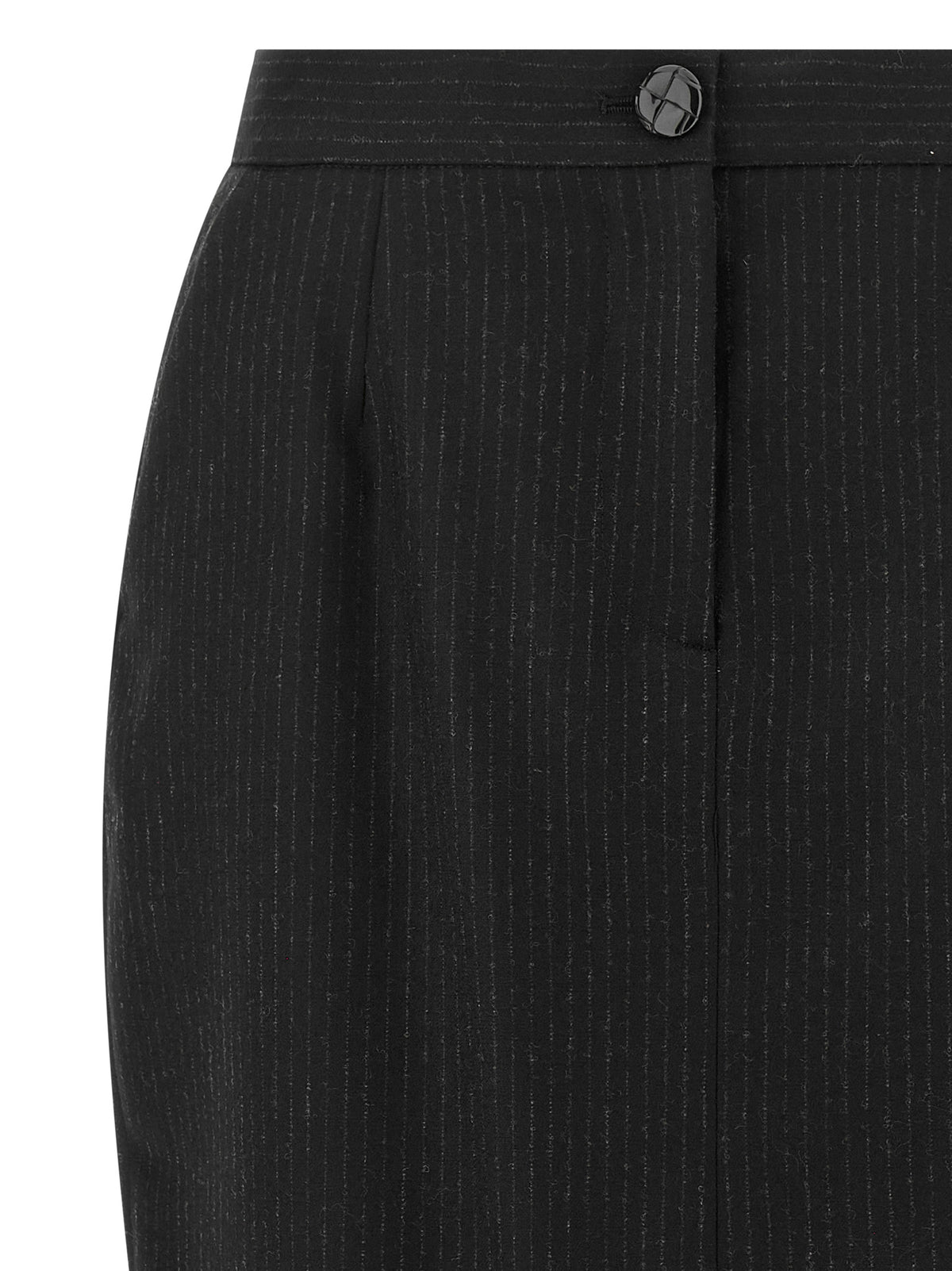 Blazé Milano Black Virgin Wool Midi Skirt