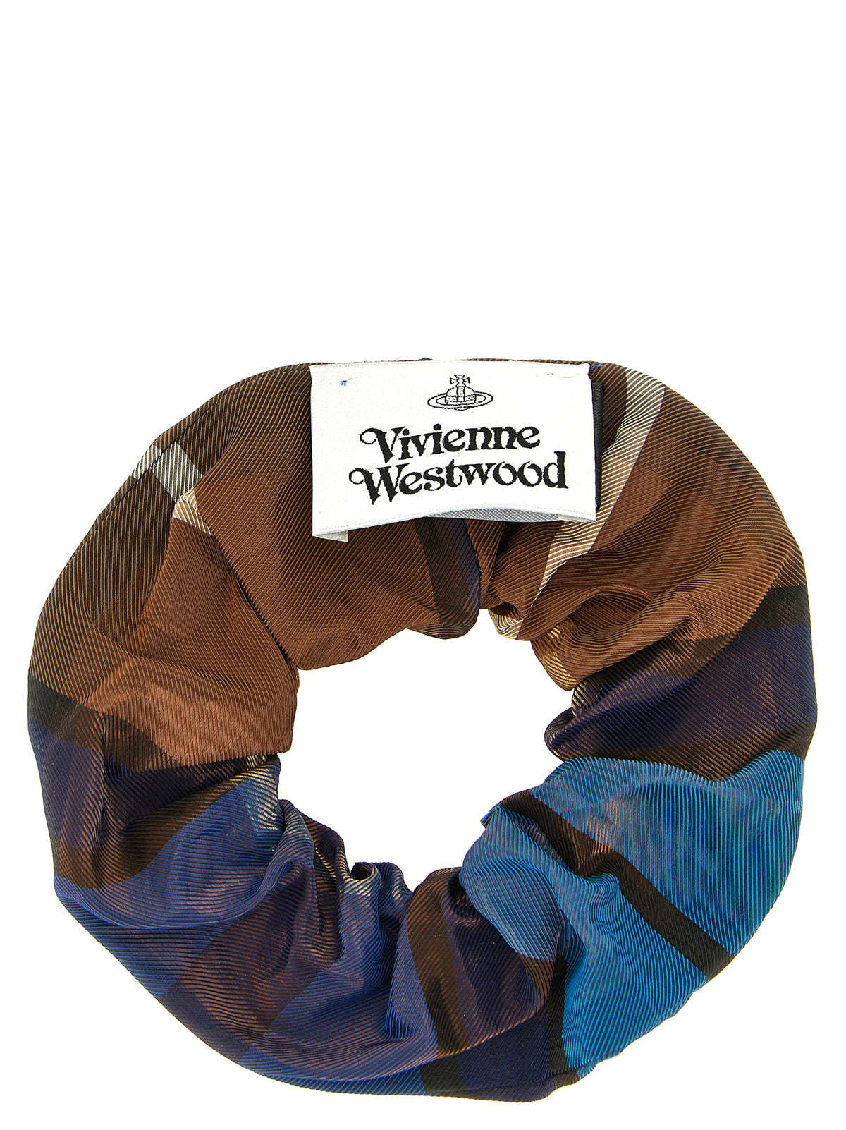 Elevate your style with the Vivienne Westwood Multicolor Polyester Scrunchie, a luxurious accessory that embodies bold elegance and timeless sophistication.