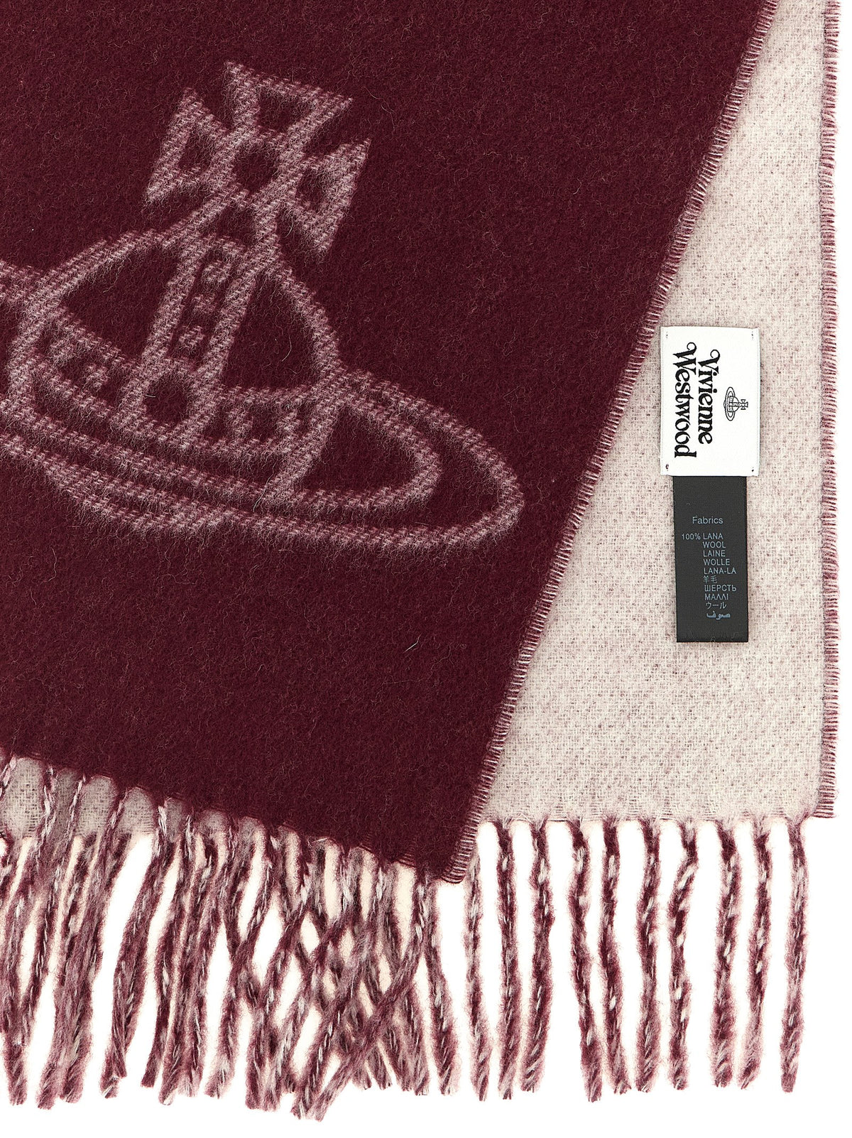 Indulge in the exquisite Vivienne Westwood Multicolor Wool Scarf, a reversible masterpiece of luxurious wool, showcasing iconic design and timeless elegance for the discerning fashion connoisseur.