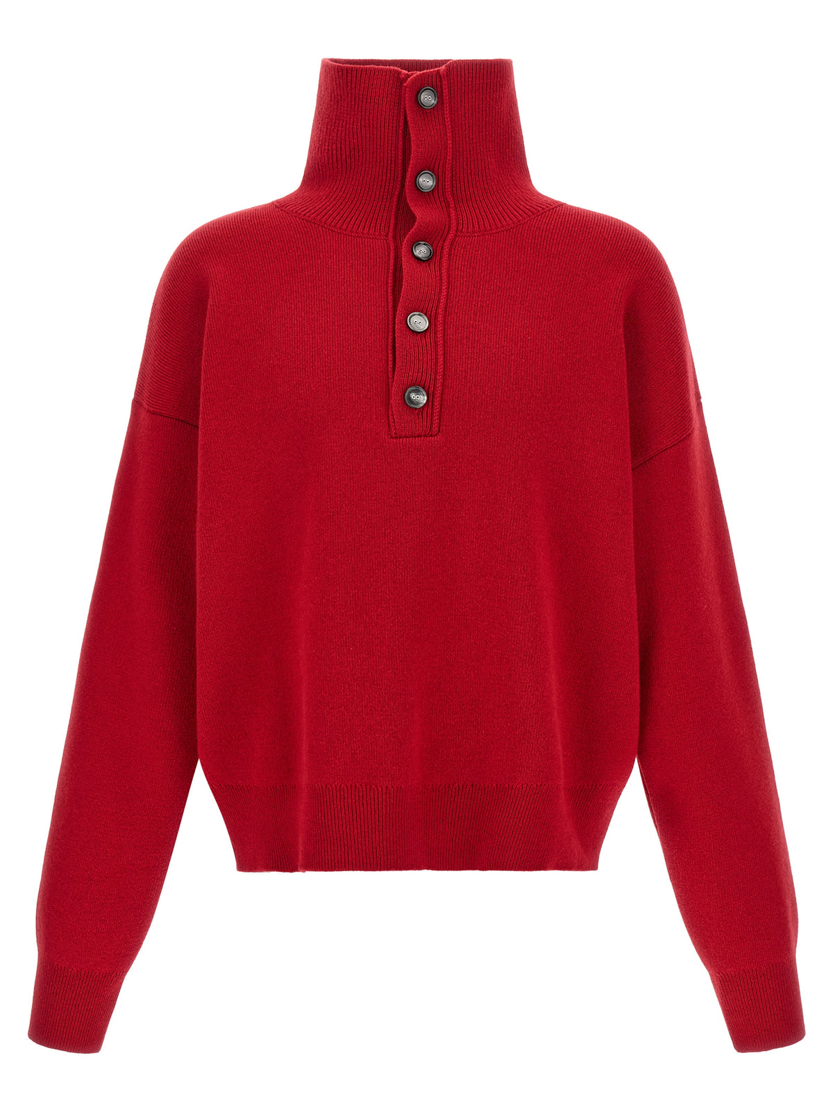Elevate your wardrobe with the Ami Paris Red Wool Cardigan, a masterpiece of pure wool craftsmanship that exudes sophistication and timeless elegance.