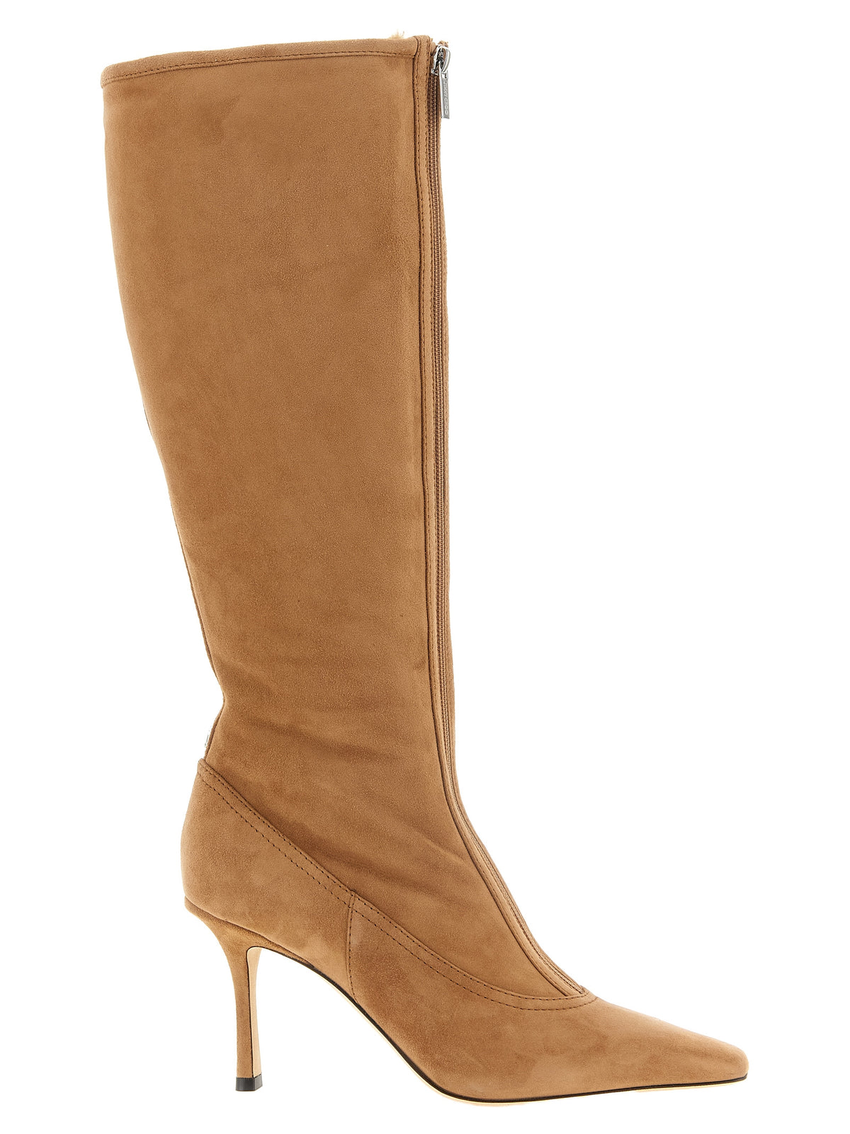 Indulge in the exquisite Jimmy Choo Beige Lamb Leather Over The Knee boots, where luxurious craftsmanship meets timeless elegance, perfect for the discerning connoisseur.