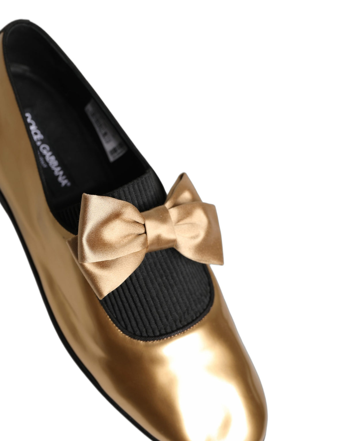 Dolce & Gabbana Metallic Gold Leather Flats Loafers Shoes