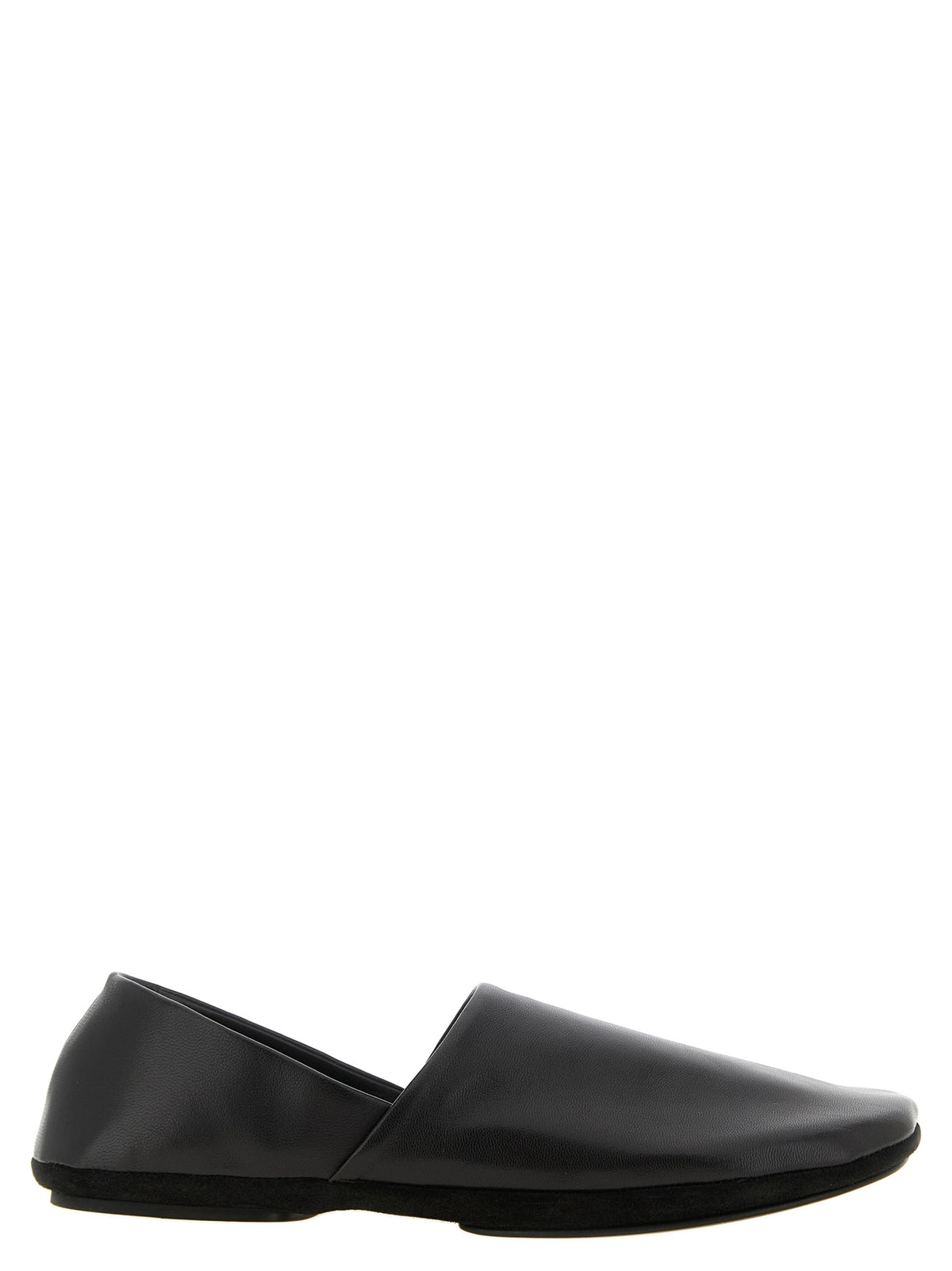 Experience the allure of Lemaire's Black Lamb Leather Slip-On Loafers, where exquisite craftsmanship meets modern elegance, perfect for the discerning individual.