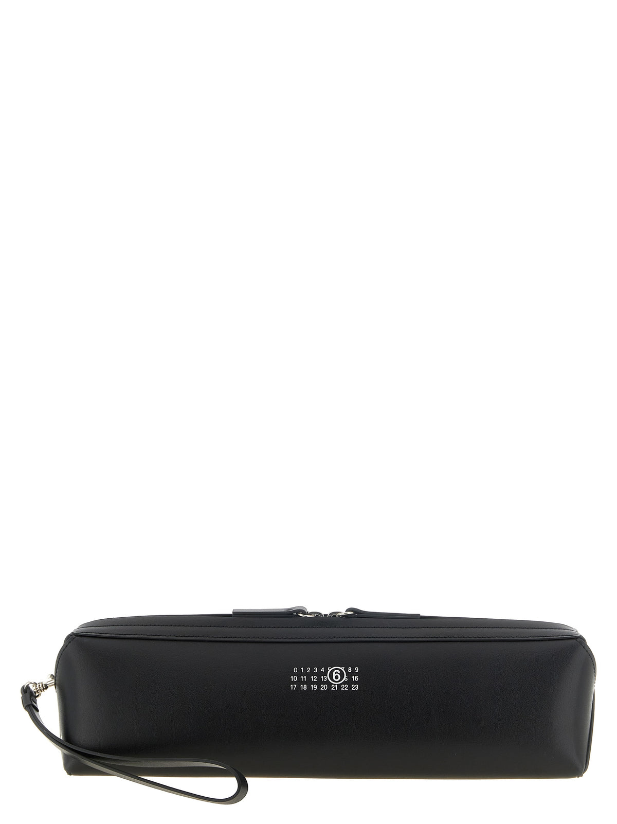 Elevate your style with the MM6 Maison Margiela Black Cowhide Clutch Bag, a masterpiece of luxurious craftsmanship that redefines elegance for the discerning individual.