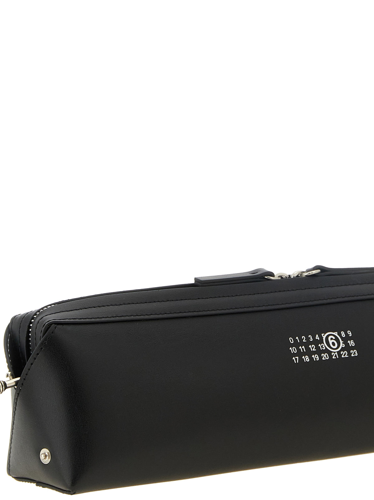 Elevate your elegance with the MM6 Maison Margiela Black Cowhide Clutch Bag, a testament to luxurious craftsmanship and timeless sophistication, perfect for any discerning wardrobe.