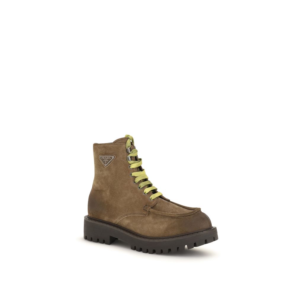 Prada Brown Suede Lace-Up Boots for Timeless Elegance