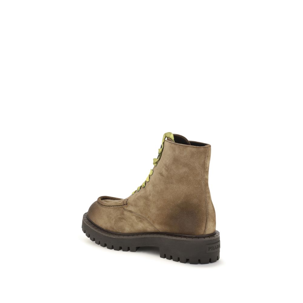 Prada Brown Suede Lace-Up Boots for Timeless Elegance