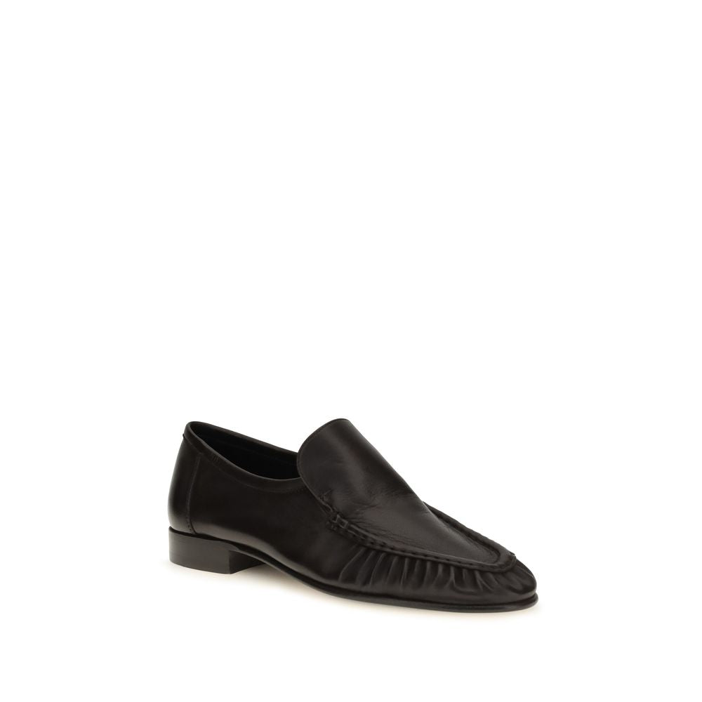 The Row Brown Suede Leather Slip-On Loafers - Exquisite Luxury
