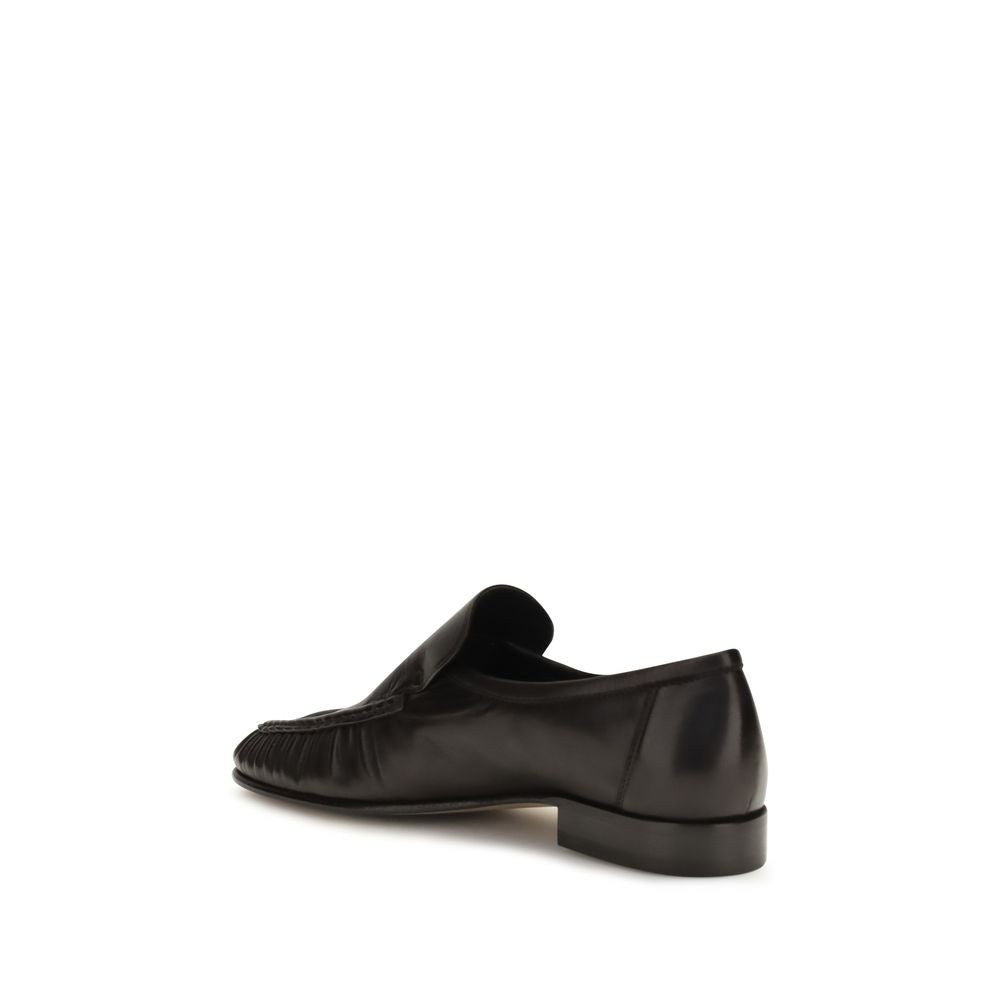 The Row Brown Suede Leather Slip-On Loafers for Timeless Elegance