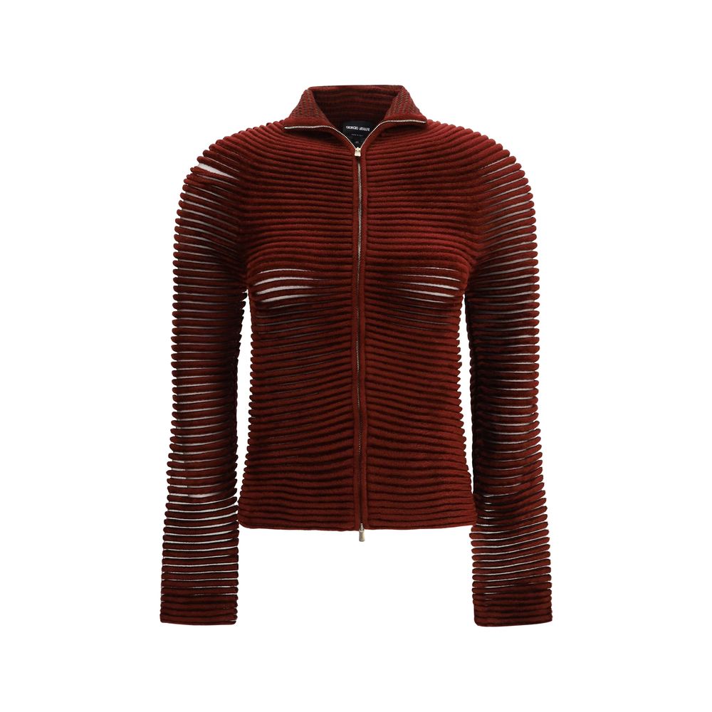 Giorgio Armani Bordeaux Viscose Cardigan - Timeless Luxury Fashion
