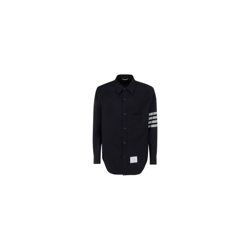 Thom Browne Blue Wool Oversized Dress Shirt - Luxe Elegance