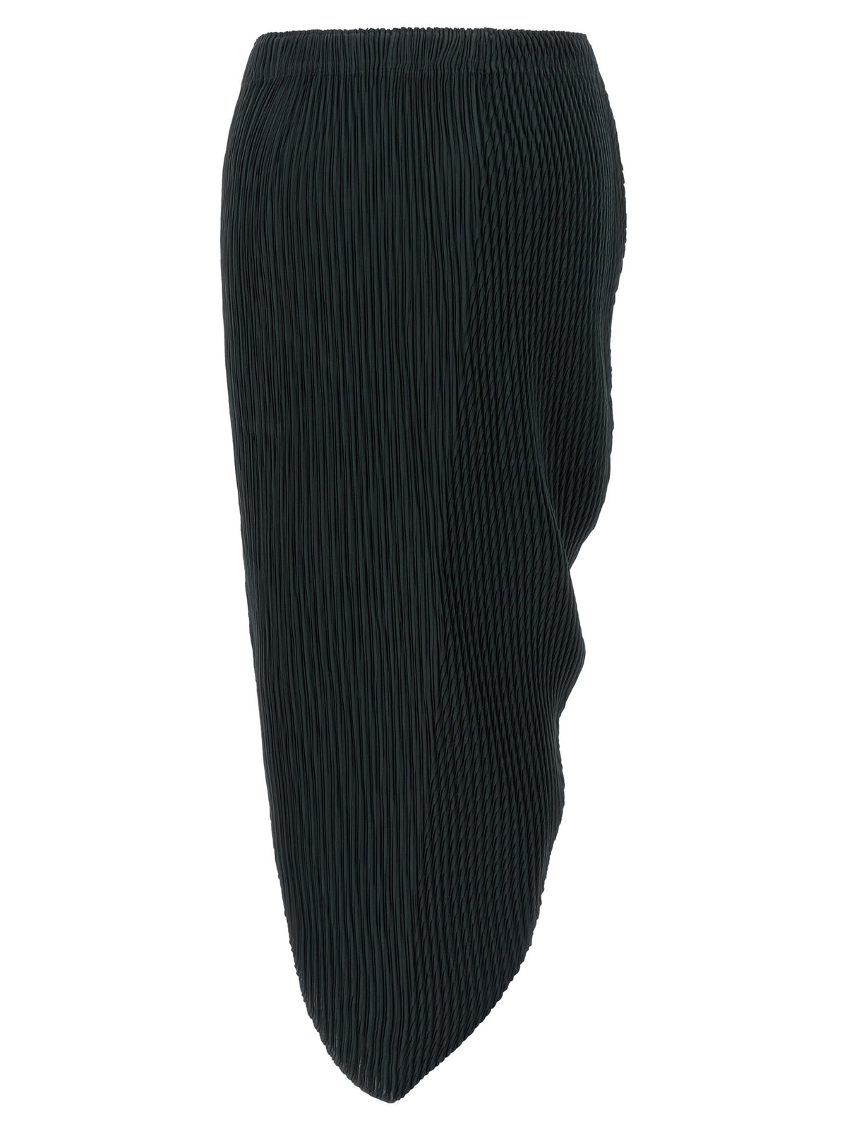 Elevate your wardrobe with the Issey Miyake Blue Polyester Midi Skirt, a masterpiece of sustainable design that embodies avant-garde elegance and fluid sophistication.