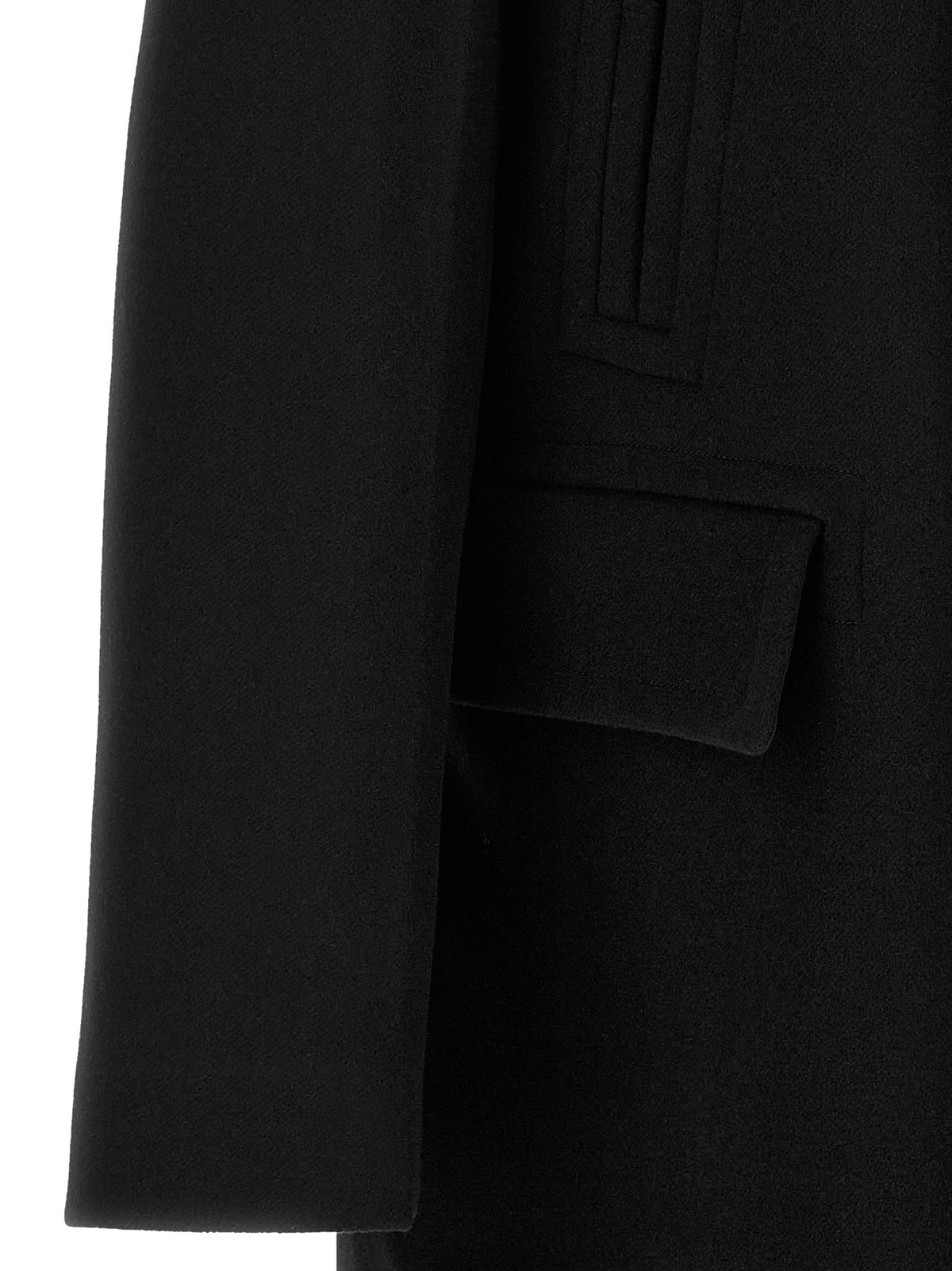 Elevate your wardrobe with Fendi's Black Virgin Wool Coat, a masterpiece of Italian craftsmanship that redefines elegance and sophistication for the discerning individual.