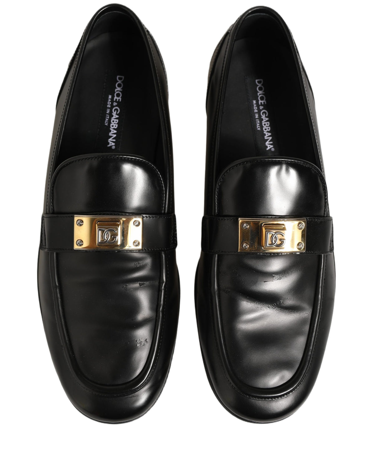 Dolce & Gabbana Black Leather Logo Plaque Men Loafers Shoes