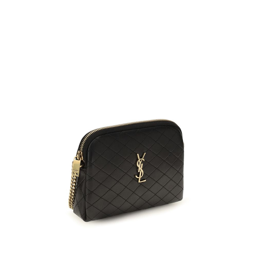 Indulge in the exquisite allure of the Saint Laurent Black Calf Leather Bos Taurus Shoulder Bag, a masterpiece of craftsmanship that elevates your style with its luxurious design and timeless elegance.